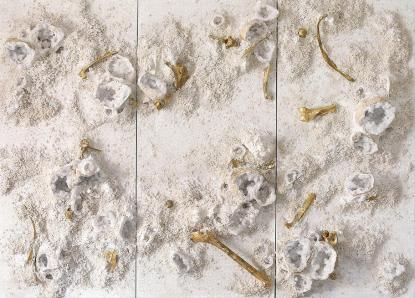 Yasmina Alaoui, White and Gold Trio #1, 2017