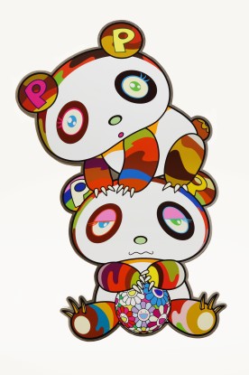 Takashi Murakami, Two Panda cubs in a Totem Pole, 2020