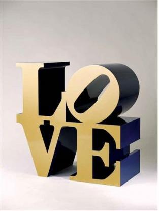 Robert Indiana, Love (Gold faces - Blue sides), 2000