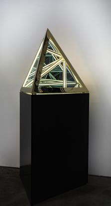 Anthony James, 24” Tetrahedron (Gold), 2019