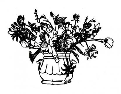 Tom Wesselmann, Wildflower Bouquet (Two handled vase) (Black) 44-5B, 