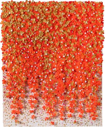 Cho Sung Hee, Red and Gold Blossoms with Pearl Stars, 2019